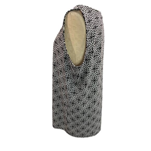 1X Talbots Woman Black White Print Tank Sleeveless Shirt - Picture 5 of 9